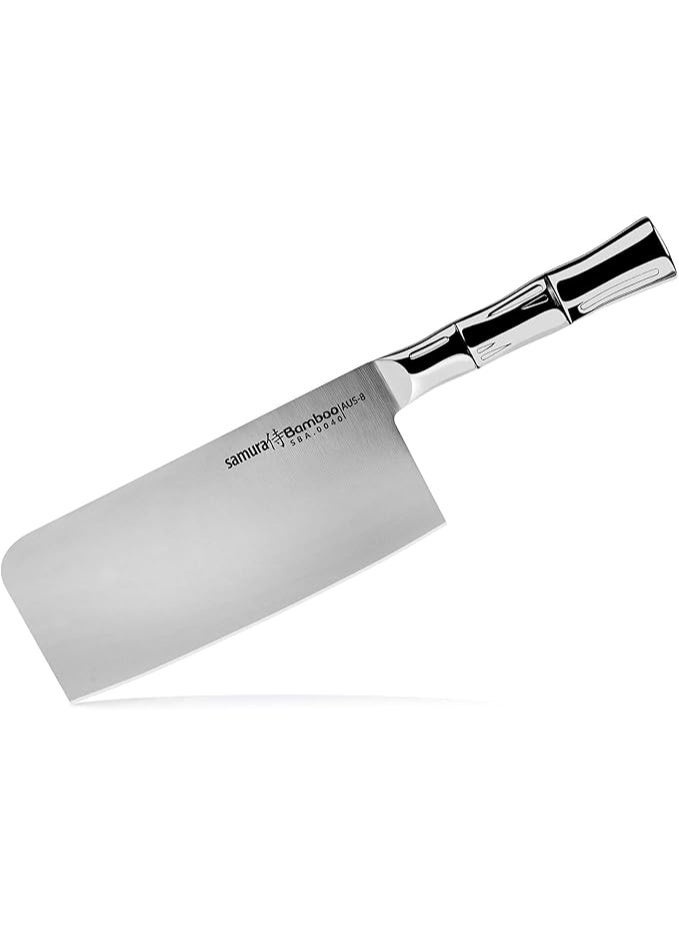 Samura BAMBOO Professional Kitchen Cleaver Knife 7"/180mm | Japanese AUS-8 Steel Meat Cleaver | Full Stainless Heavy Duty  Butcher Knife for Meat, Bone and Vegetable | Chef Chopper - Image 1